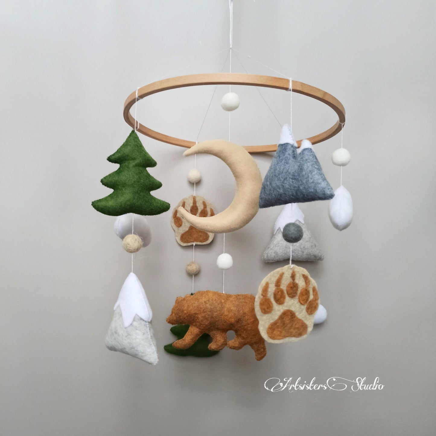 Woodland baby mobile, Mountain forest baby mobile, Baby shower gift