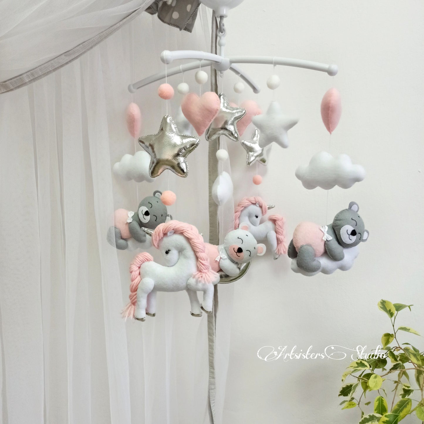 Unicorn baby girl mobile, Baby shower gift, Nursery decor