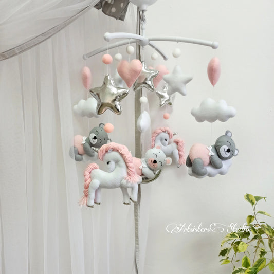 Unicorn baby girl mobile, Baby shower gift, Nursery decor