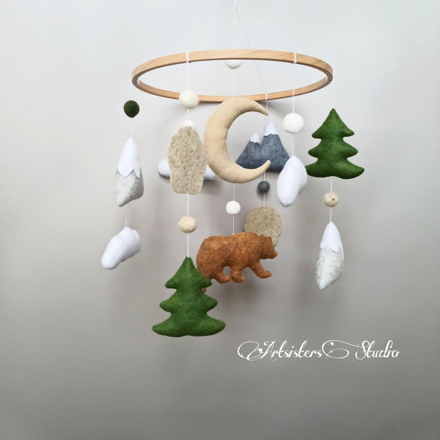 Woodland baby mobile, Mountain forest baby mobile, Baby shower gift