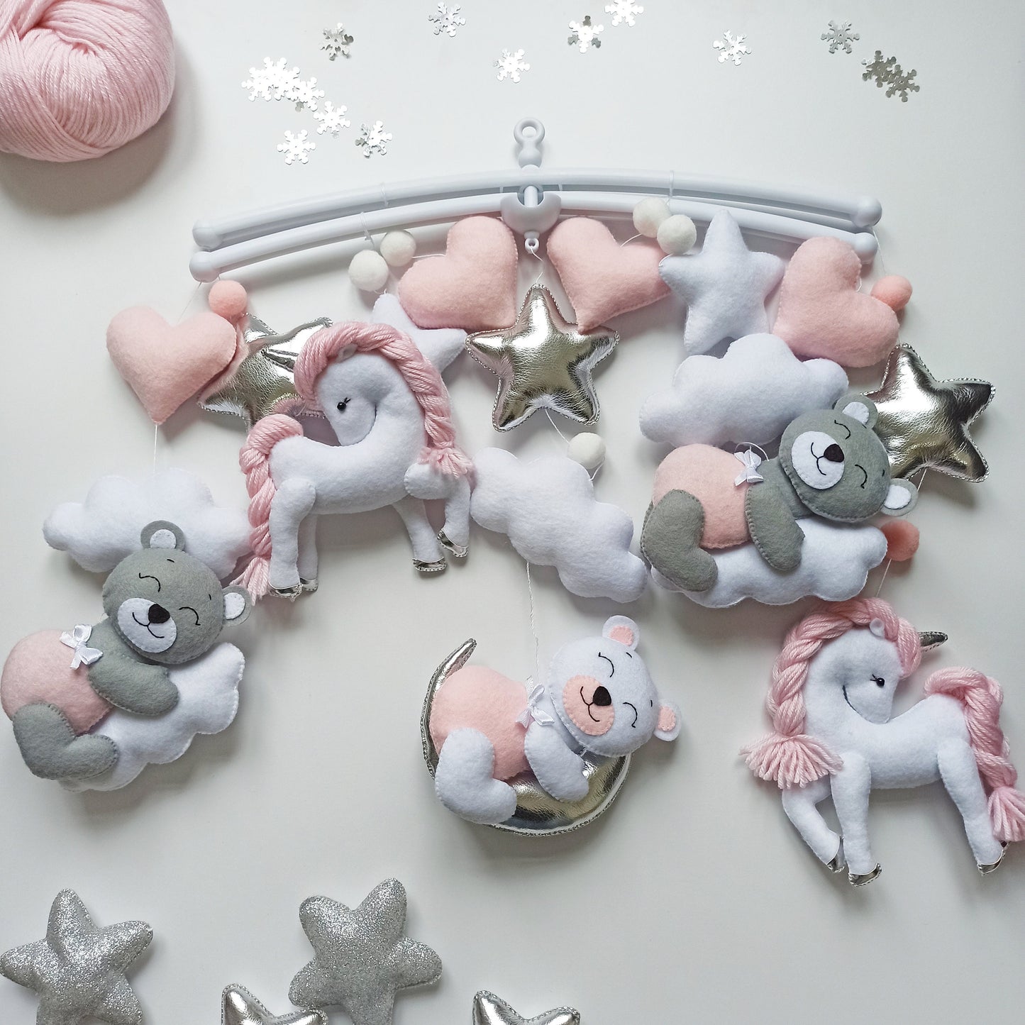 Unicorn baby girl mobile, Baby shower gift, Nursery decor