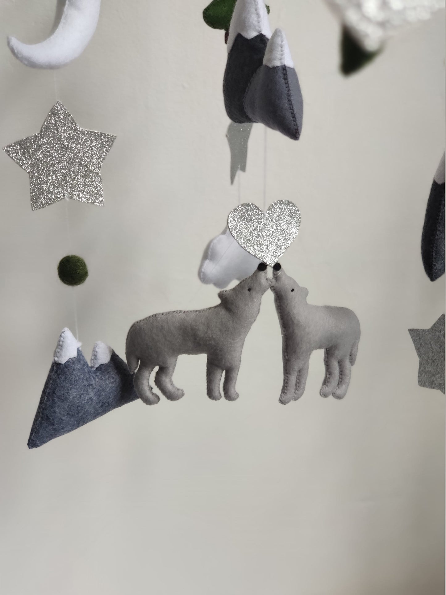 Wolf nursery mobile, Woodland mobile, Mountains baby mobile, Baby boy mobile, Forest mobile animals