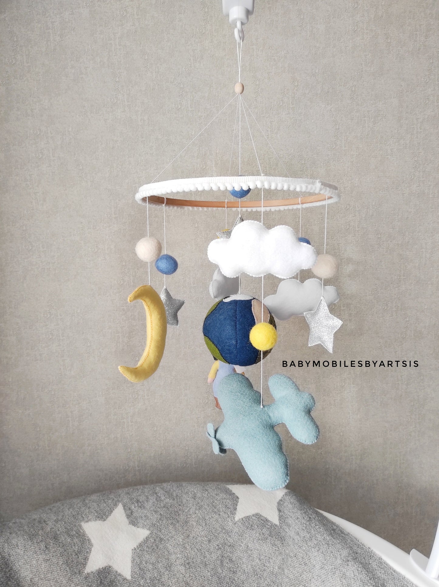 Baby mobile boy for crib will be a great baby shower gift, prenancy gift, new baby gift and great addition to your nursery decor.