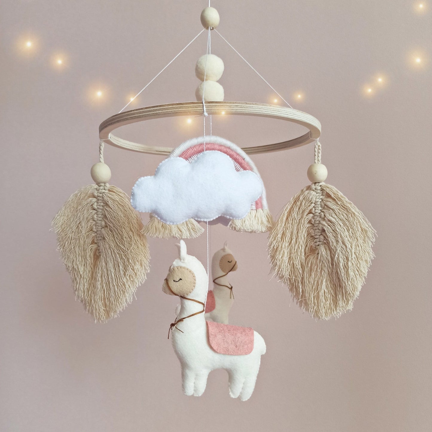 Alpaca baby girl mobile will be a great baby shower gift idea, mommy to be gift, expecting mom gift, welcome home gift, pregnancy gift.