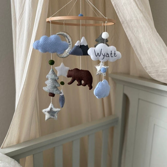 Woodland baby mobile, National park nursery decor,Baby shower