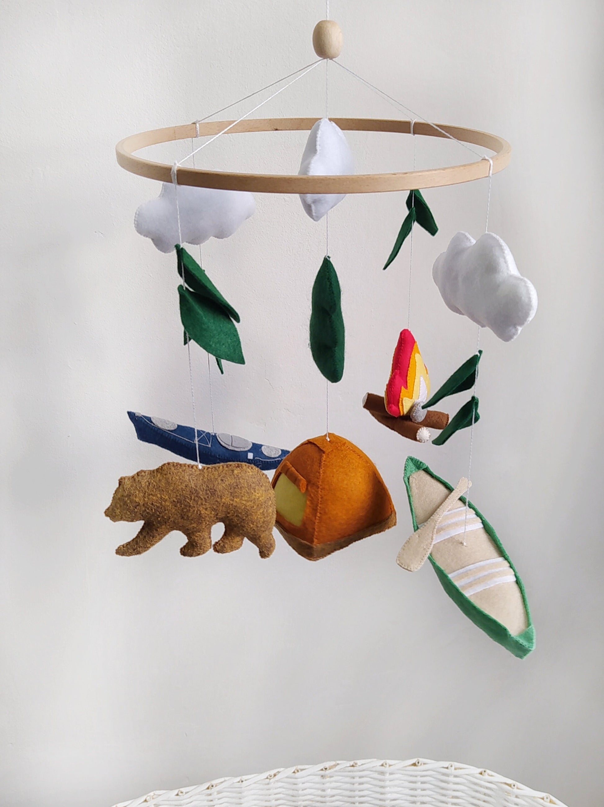 National park baby mobile can be a great addition to your camping nursery decor. Baby mobile for crib with canoe, kayak, bear, tent and fire will be a great addition to your advantage/campfire theme nursery.