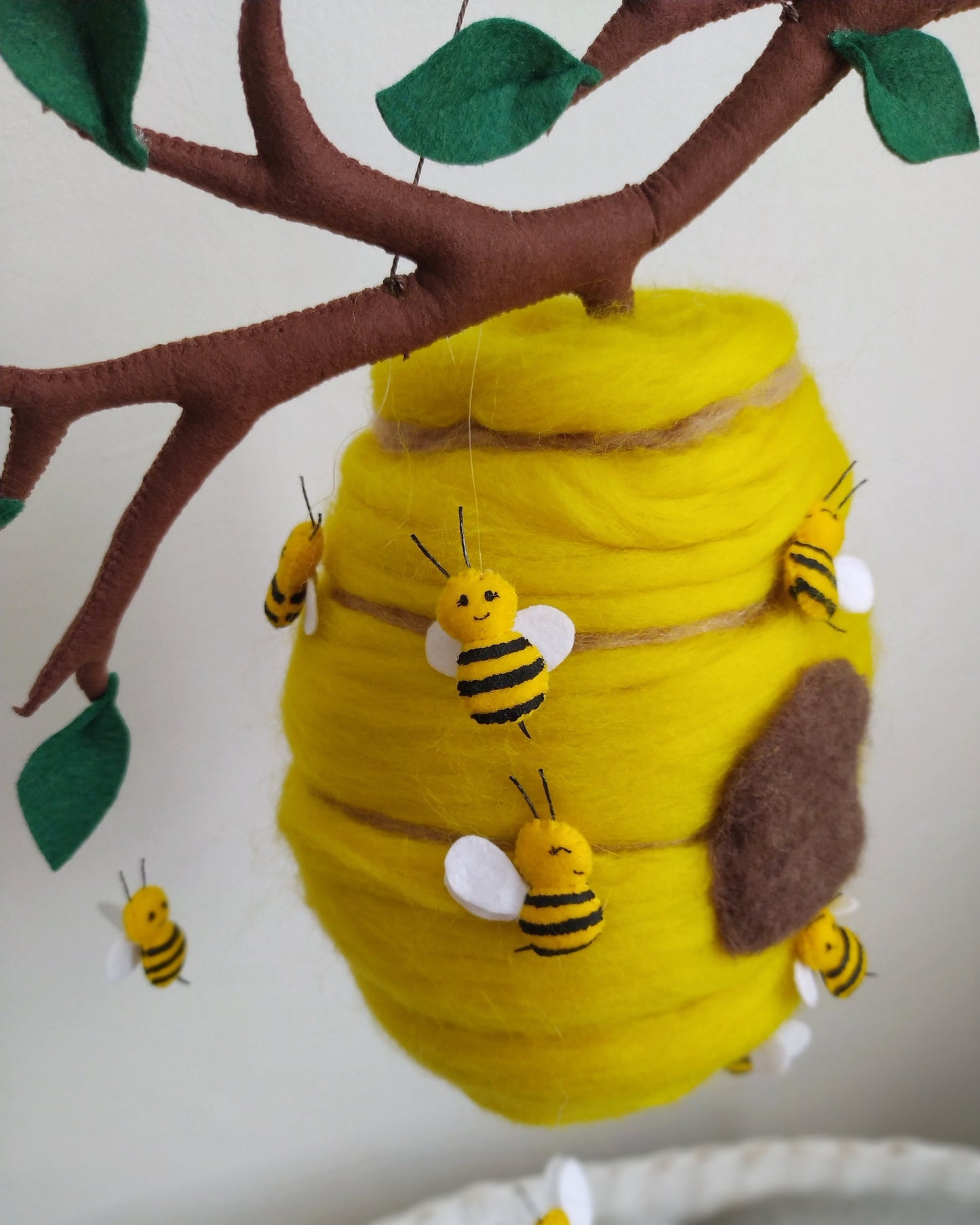 Woodland baby mobile, Hive and bee baby mobile, Modern bee mobile, Bee nursery decor