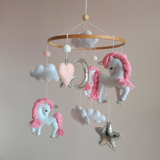 Unicorn baby mobile, Unicorn baby shower, Baby girl mobile, Modern baby mobile