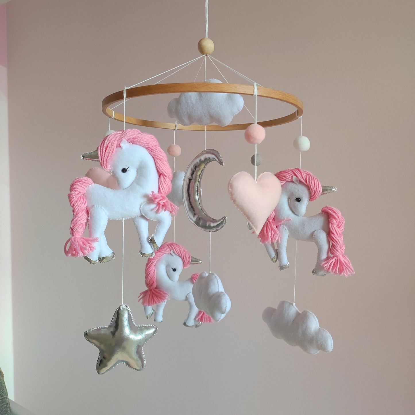 Unicorn baby mobile, Unicorn baby shower, Baby girl mobile, Modern baby mobile