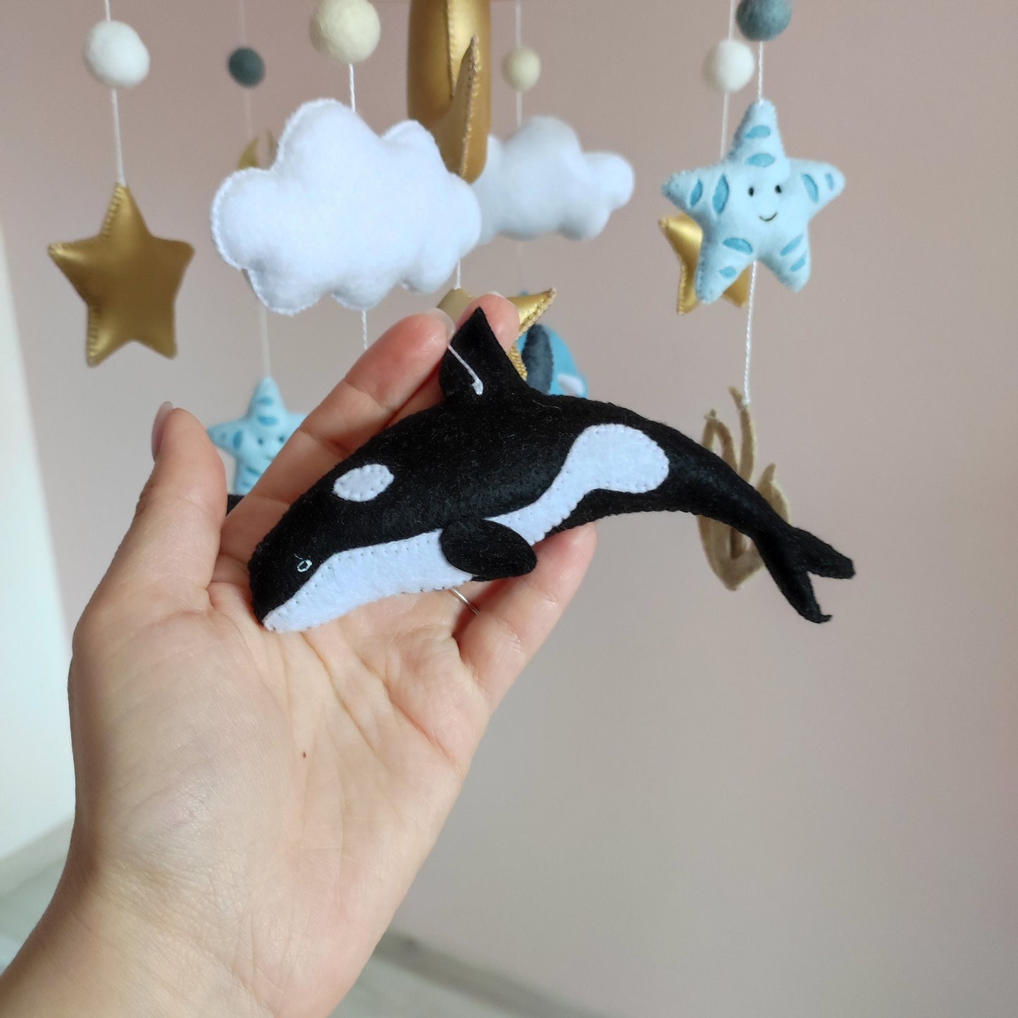 Whale baby mobile, Nautical nursery mobile, Baby shower gift, Hanging crib mobile, Fish mobile