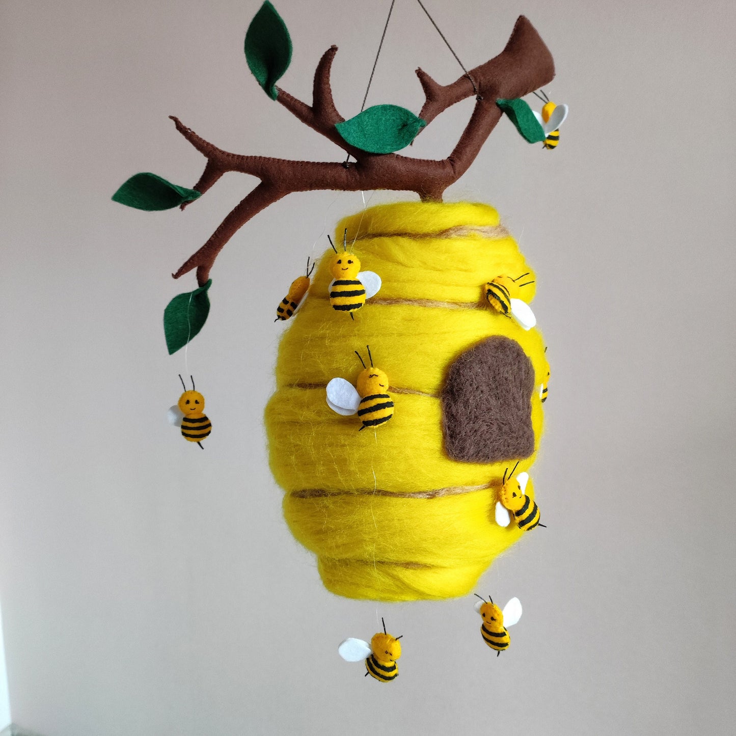 Woodland baby mobile, Hive and bee baby mobile, Modern bee mobile, Bee nursery decor