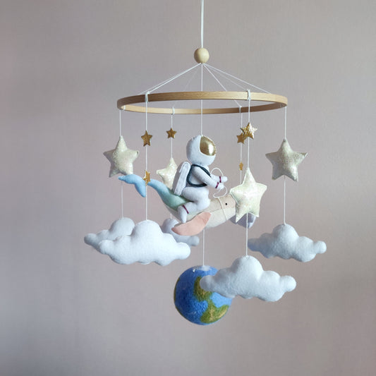 Outer space baby mobile, Universe nursery decor, New baby gift