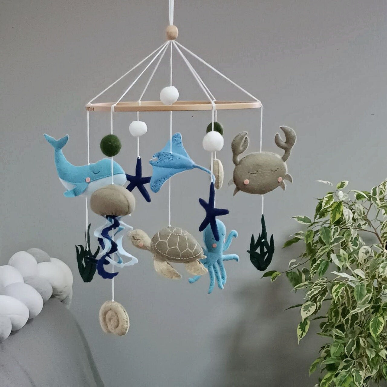 Sea creatures baby mobile, Ocean baby mobile for crib, Baby shower gift