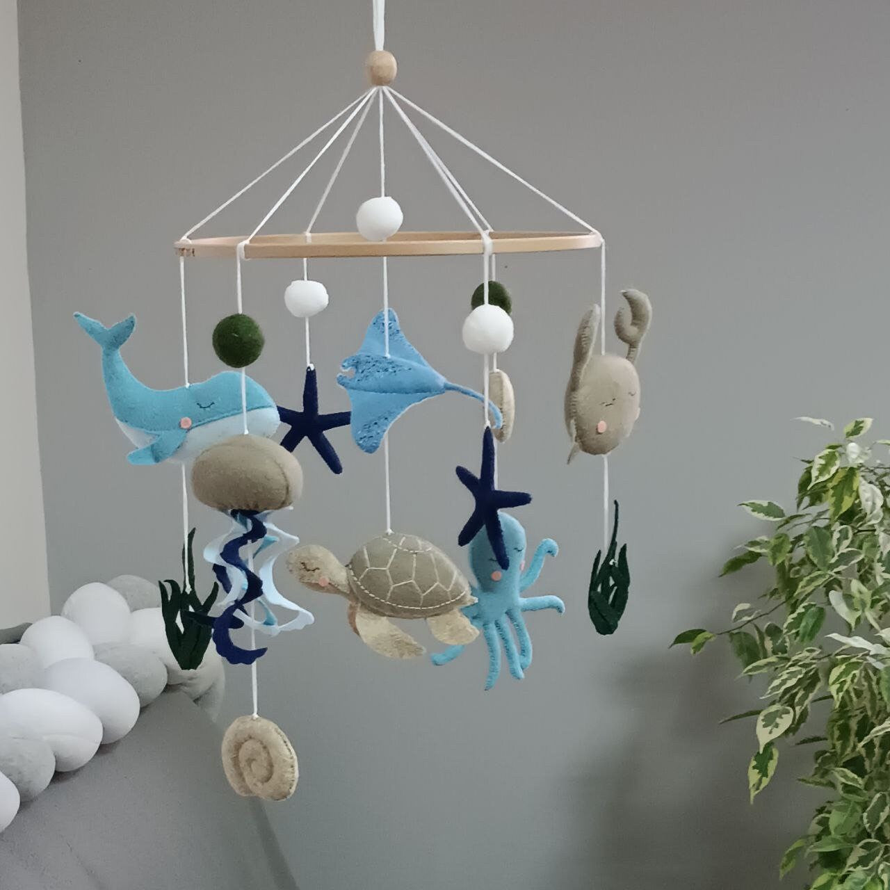 Sea creatures baby mobile, Ocean baby mobile for crib, Baby shower gift