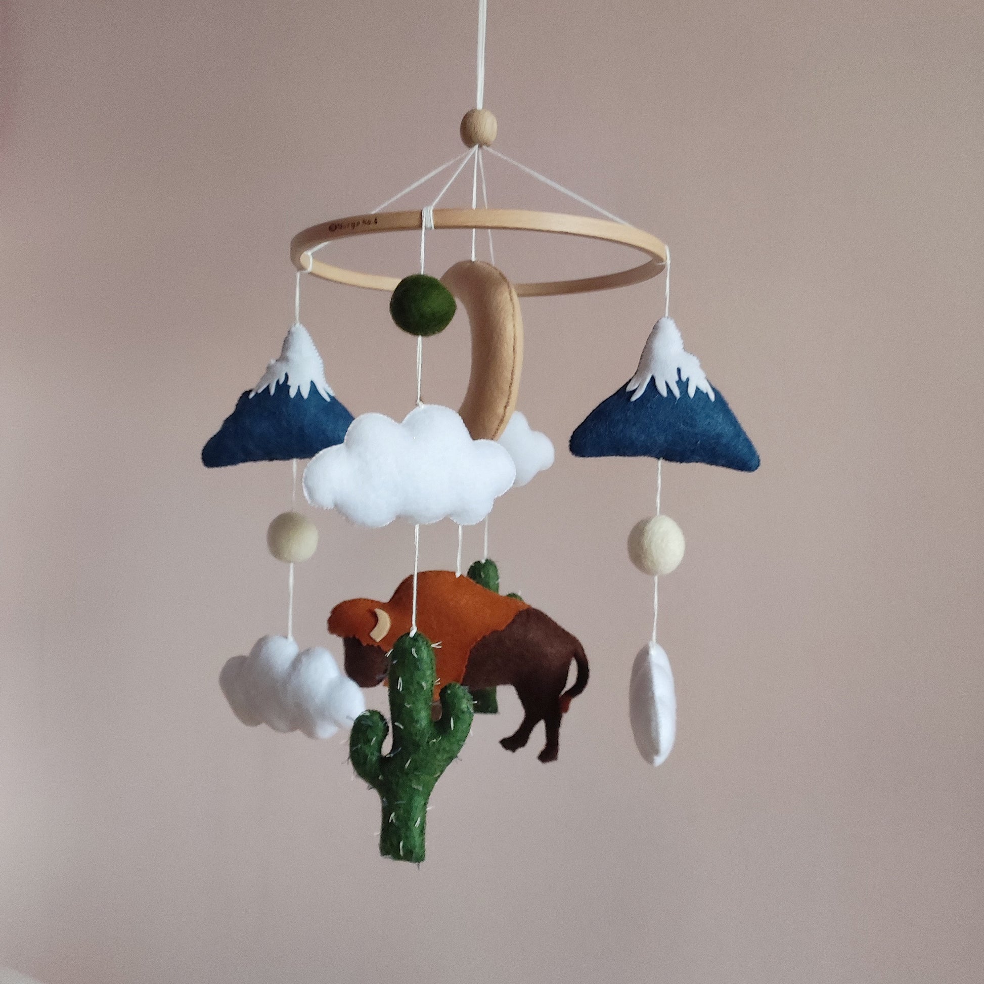 Buffalo baby mobile, Woodland mobile nursery, Baby shower gift