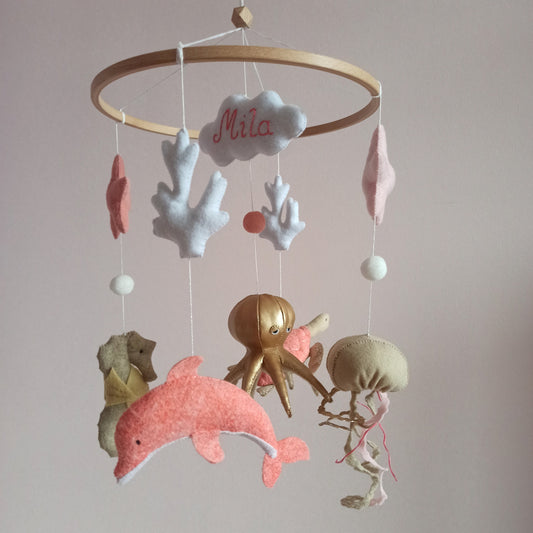 Under the sea baby mobile, Ocean nursery mobile, Octopus mobile, Sea life mobile, Sea animal mobile, Expecting mom gift