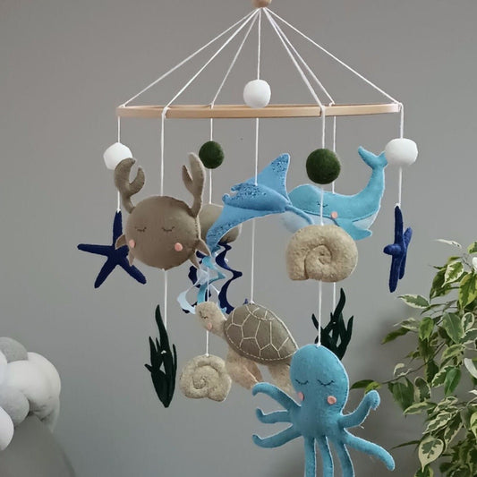 Sea creatures baby mobile, Ocean baby mobile for crib, Baby shower gift