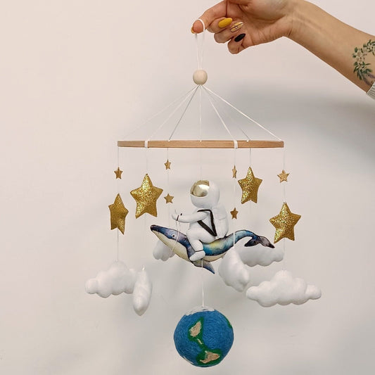 Outer space mobile for crib, Space man nursery decor, Baby shower gift